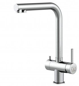 Grifo de Cocina 3 Vías, Acero Inoxidable Macizo, Cepillado
