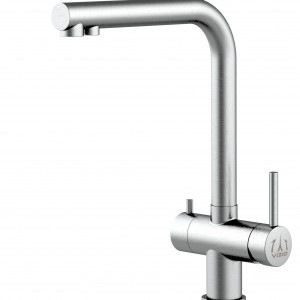 Grifo de Cocina 3 Vías, Acero Inoxidable Macizo, Cepillado