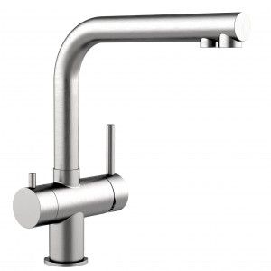 Grifo de Cocina 3 Vías, Acero Inoxidable Macizo, Cepillado – Versión corta