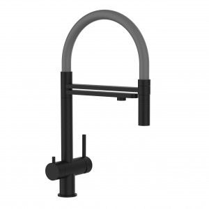 Grifo de Cocina 3 Vías, Acero Inoxidable Macizo Gris 45cm