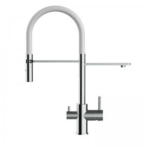 Grifo de Cocina 3 Vías, FL, Cromado y Blanco