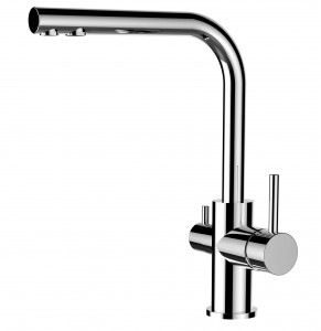Grifo de Cocina 3 Vías, FL, con caño giratorio 360° en L, Cromado