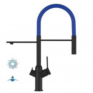 Grifo de Cocina 4 Vías, BOD, Negro Mate y Azul