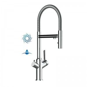 Grifo de Cocina 4 Vías, BOD, con caño giratorio 360° y ducha 2 chorros amovible, Cromado